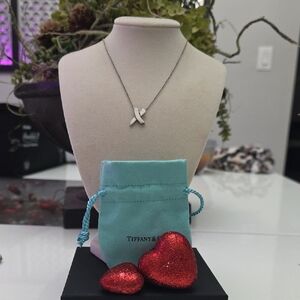 Tiffany & Co. Silver Necklace with Ribbon Pendant